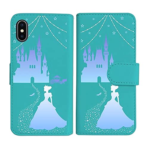 sslink iPhone17 Pro Max アイフォン17プロマックス 対応 手帳型 ブルー ケース シンデレラ(ブルー) キラキラ プリンセス ダイアリータイプ 横開き カード収納 フリップ カバー