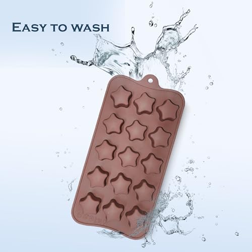 Image of HS Star Silicone Mould, Non-Stick Food Grade Silicone Mould for Chocolate, Candy, Jelly & Ice Cube (Brown)