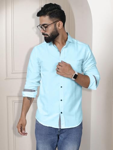 Image of Pinkmint Shirt for Men Cotton Spread Collar Button Down Long Sleeve Shirt Home, Regular, Home (Pack of 1) Purple