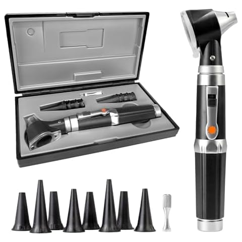 Scian Otoscope - Ear Scope with Light, Ear Infection Detector and Pocket Ear Checker Kit with 3X Magnify Lens, Suitable for Kids, Adults, Doctors, Pets(Black) Cover