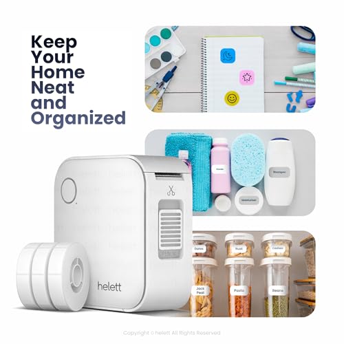 Image of helett Ziplabellite Palm-Sized Bluetooth Thermal Label Printer with 12mm x 30mm Label Rolls (3-Pack) | Portable Inkless Mini Sticker Maker | iOS & Android Compatible | 600mAh Rechargeable