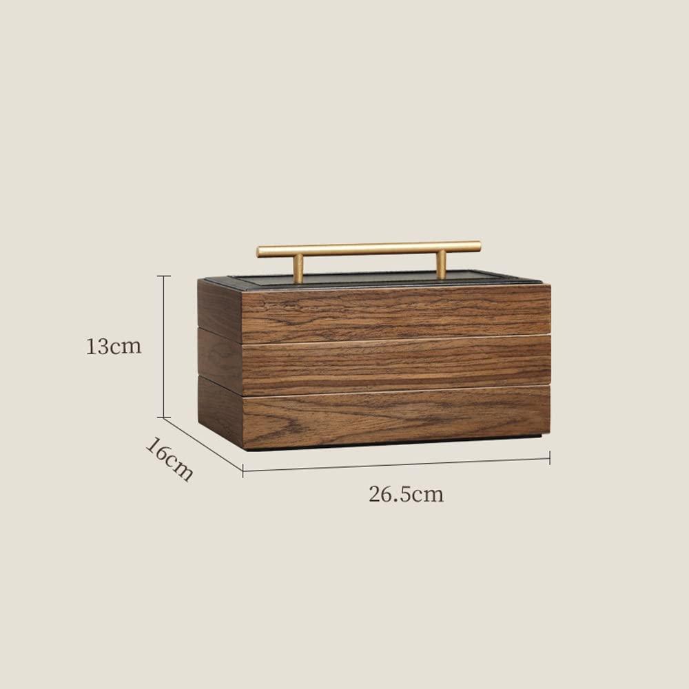 Joyero Retro De Madera Maciza para Mujer, Organizador De Joyas De Tres Capas, Expositor De Pendientes, Collares, Pulseras Y Anillos.