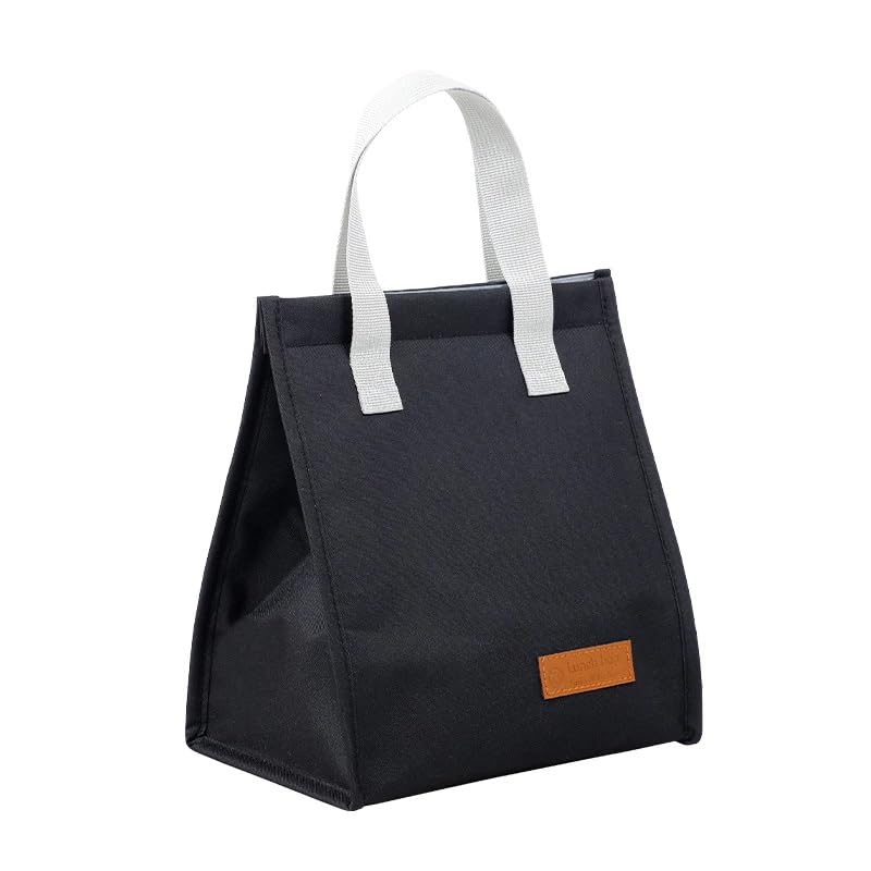 Bolsa Térmica de Lona Impermeável para Marmita Lancheira Portátil Passeio Escritório Quente e Frio com Manta Laminada Conservadora de Temperatura Uso Livre de Cabos 4 L, Preto