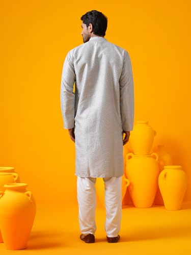 Sojanya (Since 1958 Men'S Silk Bend Krochet Thread Embroidered Long Kurta4