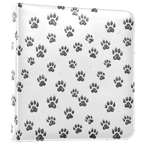 JIPONI Bear Footprint Large Photo Album, DIY Leather Cover Scrapbook Albums for 4x6 5x7 6x8 Pictures, Self Adhesive Memory Book for Wedding, Baby, Family