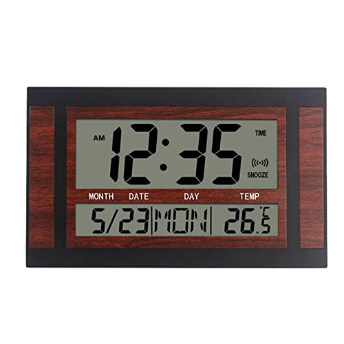 Wswqop Reloj Despertador Digital Pantalla Multifuncional Temporizador Calendario Medidor de Temperatura Construido en Plástico Adecuado para Café Oficina,