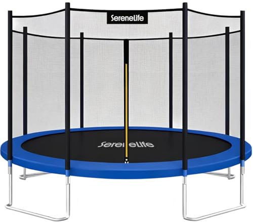 SereneLife 8FT Trampoline Outdoor – Heavy-Duty Backyard...
