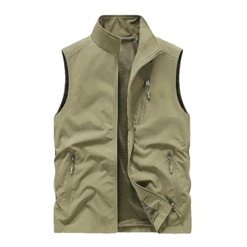 Chaleco de trabajo transpirable casual con cremallera y multibolsillos de hombre primavera