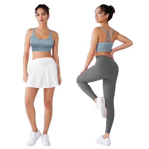 Image of WOYYHO Cross Back Sports Bra for Women Padded Medium Support Workout Bra | 3 Pack, Strappy, Removable Pads, Soft, Spaghetti Strap, Moisture-Wicking, Seamless, for Athletic Yoga Gym Fitness Daily