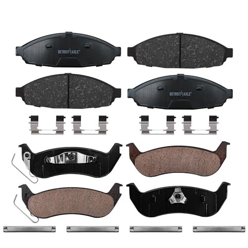 Image of Detroit Axle - Brake Pads for Mercury Grand Marquis Marauder Ford Crown Victoria Lincoln Town Car, Ceramic Brake Pads 2003 2004 2005 2006 2007 2008 2009 2010 2011 Front & Rear Replacement