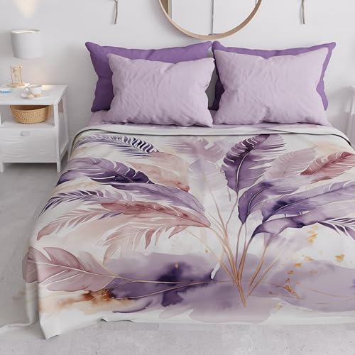 PETTI Artigiani Italiani Tagesdecke für Doppelbett, leichte Decke, für Doppelbett, fliederfarben, 100% hergestellt in Italien
