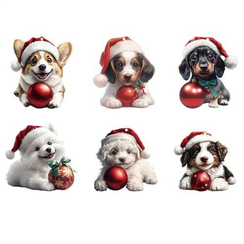 Ensemble d'Ornements pour Chiot et Chapeau de Père Noël pour Décoration d'Arbre