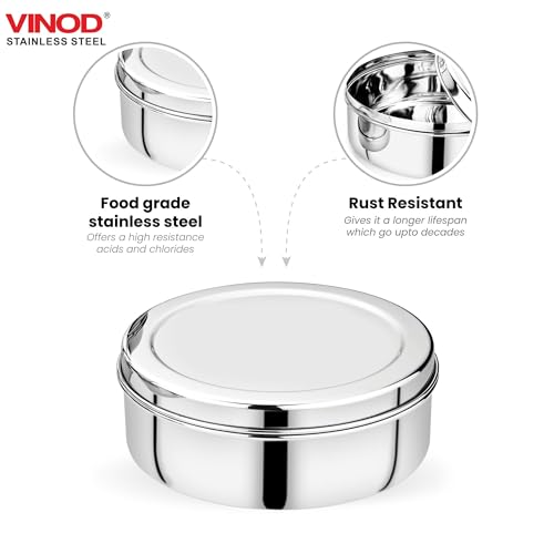 Image of Vinod Stainless Steel Puri Dabba | 2100ml Capacity, 21cm Diameter | Multipurpose Stainless Steel Flat Storage Container for Puri, Snacks, Dry Food, Tiffin & Travel Use