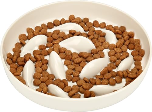 PETTOM Gamelle Anti Glouton Chats/Petit Chien, Gamelle à Manger Lent pour Chat Anti-Vomissement, Assiette Plate pour Chat Antidérapant