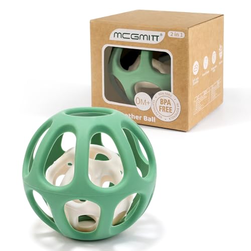 MCGMITT Sensory Balls for Baby, Easy Grasp Food Grade Stretchy Silicone Baby Teether Ball for 0-6 6-12 Months, BPA-Free Montessori Chew Toy, Newborn Infant Learning Developmental Toys Gift