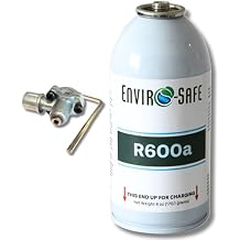 ENVIRO-SAFE R600a Refrigerant | 1 Pack | 6 oz/170g Can | Piercing Style Can for HVAC Use Include Bullet Piercing Valve