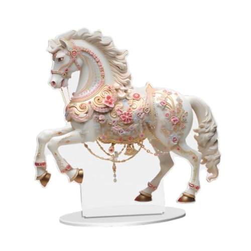 Gralara Estatua acrílica en Forma de Caballo 2D con Soporte, Escultura Decorativa para Chimenea, Sala de Estar, Armario, estantería y Escritorio, Rosa