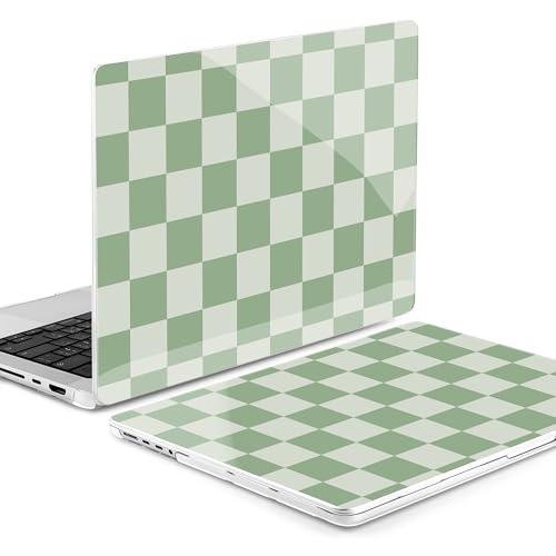 Image of MEEgoodo Case for M5 MacBook Pro 16 inch Case 2026 2024 2023 2021 with M5 M4 M3 M2 M1 Pro /Max Chip, Fit Model A3429 /A3428 /A3403 /A3186 /A2991 /A2780 /A2485, Green Checkered