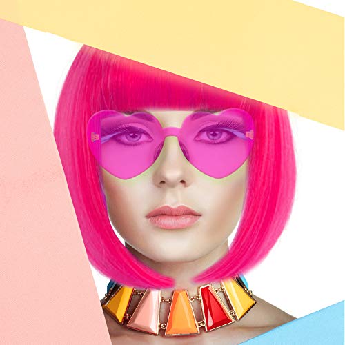short bob hair wigs straight with flat bangs synthetic colorful cosplay daily party neon wig for women  free wig cap 1434 natural as real