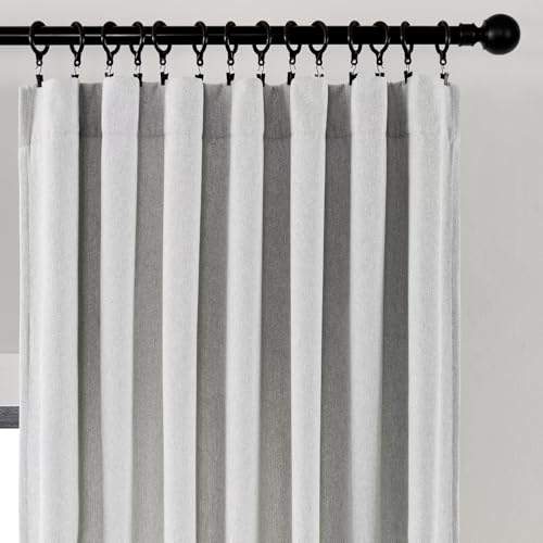 Image of Joydeco Light Filtering Curtains 108 Inch Length for Bedroom, Faux Linen Curtains 108 Inches Long for Living Room, Pinch Pleat Curtains for Living Room 108 Inch Length(52x108 inch, Greyish White)