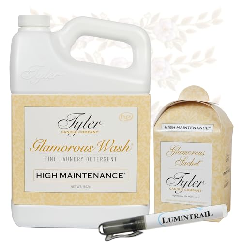Tyler Glamorous Wash High Maintenance Fine Laundry Detergent with Stain Remover Pen and Dryer Sachets - Liquid Detergent Designed for Clothing - Hand & Machine - 64oz (High Maintenance)