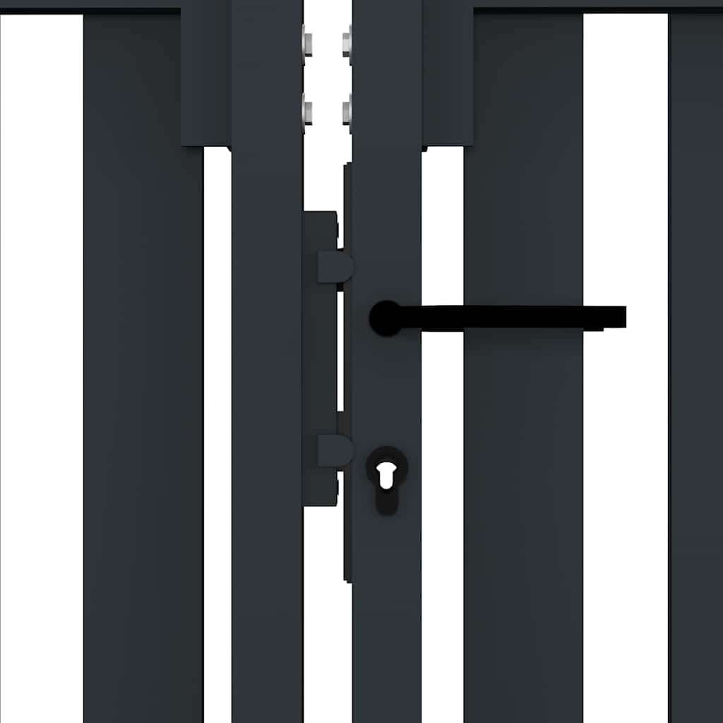 Podwójna brama ogrodowa ze stali malowanej proszkowo, 300 x 125 cm, antracytowa, z zamkiem i uchwytem, regulowana szerokość do ogrodu, wjazdu, podwórza, bezpieczeństwa i ochrony przed wzrokiem