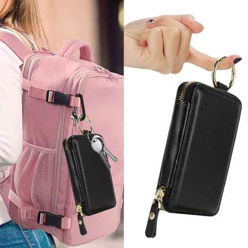 Image of Compatible with MagSafe Wallet,Magnetic Phone Wallet Card Holder for iPhone 17 /16 Pro Max /15 plus /14 Pro /13 /12 Series,PU Leather Zipper Pocket Adjustable Stand-Black