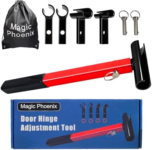 Hinge Gap Adjusting Wrench Kit, Heavy Duty 4 in 1 Door Hinge Adjustment Tool for Residential and Commercial Use, Durable Painted Steel Hinge Bender Wrench with Rubber Grip, Professional Adjustment Set