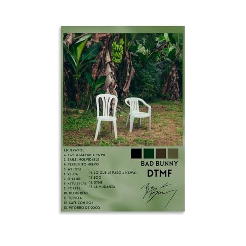 Póster de lienzo impermeable de Bad Bunny Debí Tirar Más Fotos, antihuellas, resistente al desgaste, pintura decorativa de larga duración y duradera, adecuada para pasillo de entrada, estilo sin marco