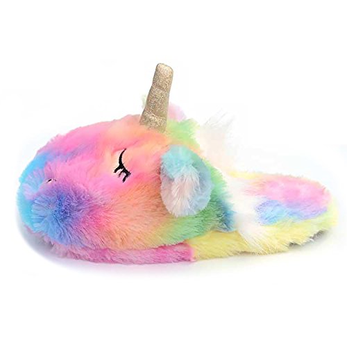 Cute Rainbow Llama Plush Slippers | Alpaca Plush Home Shoes | Fluffy Girls Slippers4