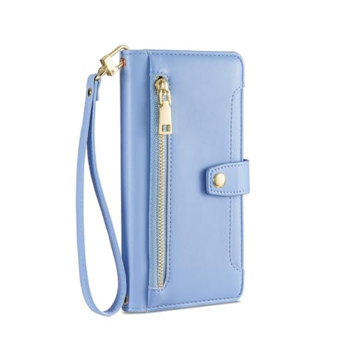 Housse portefeuille LVTFCO pour iPhone 14 Pro Max chic en bleu nuit