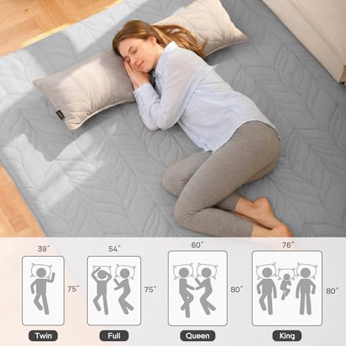 Image of ZonLi Japanese Floor Mattress Futon Mattress Queen Size, Thicken Roll Up Tatami Mat 100% Cotton Washable Cover, Portable & Foldable Floor Bed Mattress for Sleeping, Dormitory, Adult, Grey