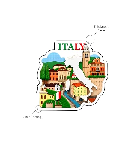 Image of Gift Me Bazar Country Fridge Magnet for Home Kitchen Refrigerator Door Stylish Decor Multicolored Souvenir Gift | Country Theme MDF Wooden Fridge | Souvenir Travel Magnets (Italy Fridge Magnet)