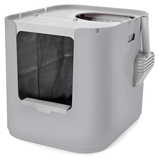 Modkat XL Litter Box, Top or Front-Entry Configurable, Includes Scoop and Liners - Gray