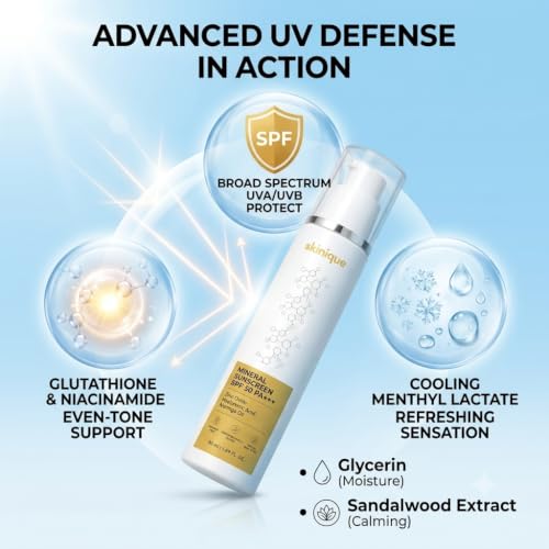 Image of Mineral Sunscreen SPF 50 PA+++ Cream Fresh Moisturising Hydrating Brightening 100ml Pack of 2 for All Skin Types with Zinc Oxide, Squalane and Moringa Oil