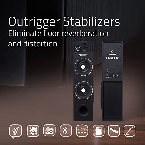 Image of 25 inch Euphony 90W Bluetooth Tower Speaker with MIC /Party Speaker /Home Theatre with Extra Powerful Bass, Mic Support / 8 inch Subwoofer /Dual 4 inch Satellites, USB, SD Card, Bluetooth, AUX, FM