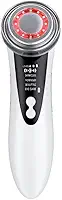 Massageador Facial Rejuvenescedor 4 em 1 LED Vermelho Azul Fototerapia Antienvelhecimento Aquecimento Lifting Facial Portatil Eye Care Estimulador de Colágeno 3 Níveis Recarregável USB