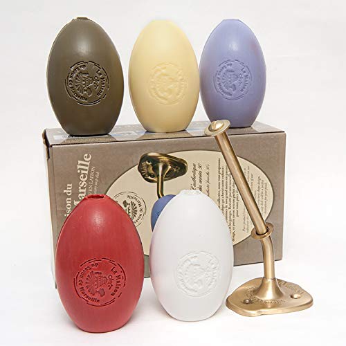 Wall Mounted Rotating French Soap Holder - Brass Finish- with Savon de Marseille Donkey Milk Soap 270g