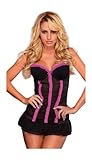 Mix aus sexy und Mode Hustler Lingerie klein/mittel schwarz/pink Maximales Dekolleté Spitze Chemise