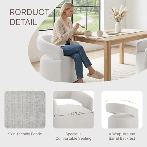 Image of KISLOT Upholstered Dining Chairs Set of 4, Modern Arm Kitchen & Dining Room Chairs with Hidden Casters, Linen Fabric Padded Rolling Chairs, Sturdy Wood Frame, 300 lbs Capacity, Light Linen
