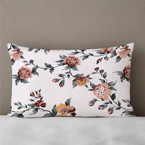 Image of la' amour Premium Cotton Elastic Fitted Bedsheets with 2 King Size Pillow Covers Double Bed with All Around Elastic Supersoft Size - 72 King Sizex78+10 inches White Green Leaf Abstract 200 tc - 220 tc