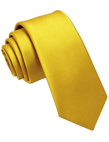 JEMYGINS Cravate Homme en Soie 6CM Étroit Slim Plusieurs Couleurs Disponibles Décontractée Compris Boîte jaune vif