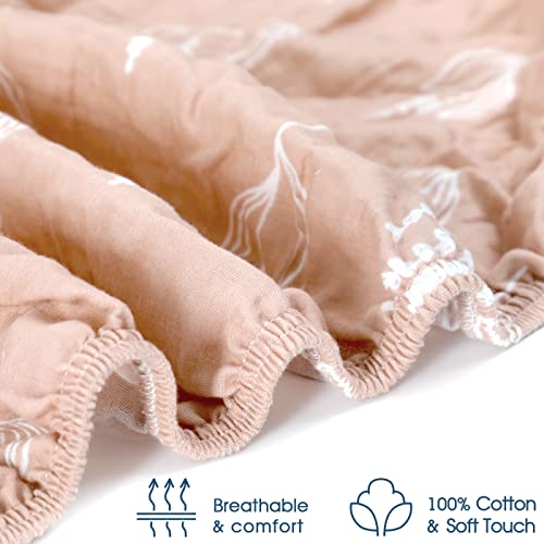 Image of GRSSDER Soft Muslin Crib Sheet 1 Pack, 100% Cotton Crib Sheets for Boys and Girls, Fit Standard Crib Mattresses 52 inch x 28 inchSafe and Snug, Stylish Cute Wheat Print
