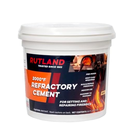 Rutland Refractory Cement 64 Oz - USA-Made High Temperature Fire Cement, Pre-Mixed Fireplace Repair Patch for Fire Bricks, Kilns, Ovens & Wood Stoves - Indoor Masonry Mortar, Buff