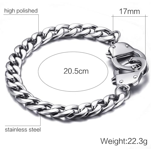 Jakob Miller Handcuff Stainless Steel Curb Chain Link Bracelet Partners in Crime Best Friends Bracelets Friendship BFF Bangle for Women Men for Christmas4