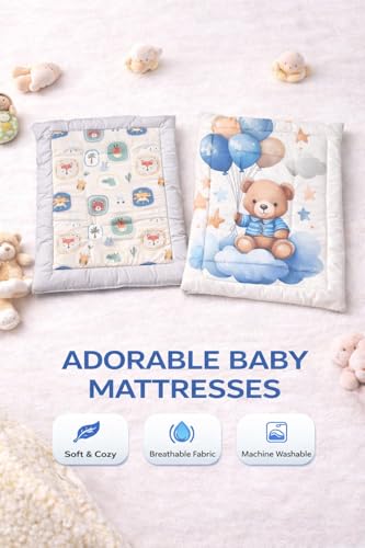Image of SHOPPOFOBIX New Born Baby Godadi Pack of 3 Combo Set, Soft Cotton godi| Baby Mats | Babys Bed | Crib Sheet | Cartoon Mats Babys Godadi | Bedding Mats Set | Multicolor (Pack of 6)
