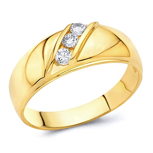 Mens 14K Yellow Gold Wedding Band - Size 10 #TOP1