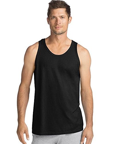 Hanes Melhor camiseta regata de algodão fiado sem etiqueta sem etiqueta, pacote com 6, Preto e cinza