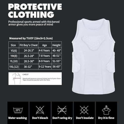 DGXINJUN Camiseta juvenil acolchoada com protetor de costela para crianças, meninos, meninas, colete
