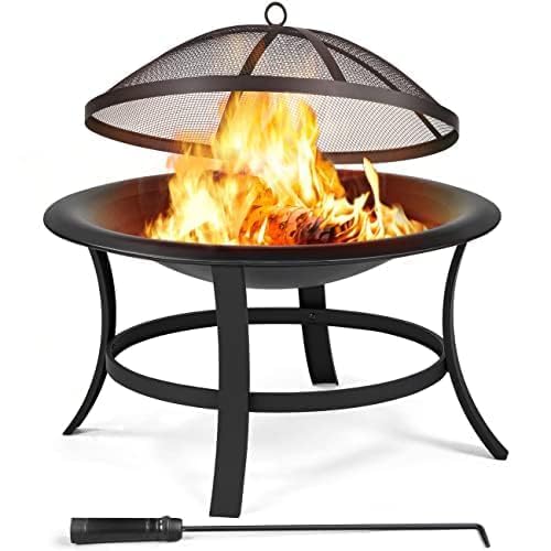 Sigdi/Fire Pits for Garden Steel Fire Bowl Outdoor Fire Brazier for Garden BBQ Patio Heater Camping Portable Fire Basket Chimney Log Burning Bowl Wood Burner Charcoal